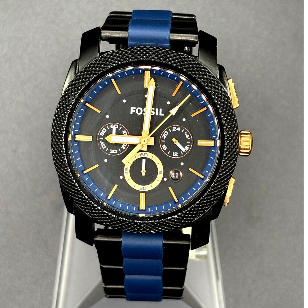 Fossil Machine FS5164 Chronograph Black Blue 45mm Men’s Watch